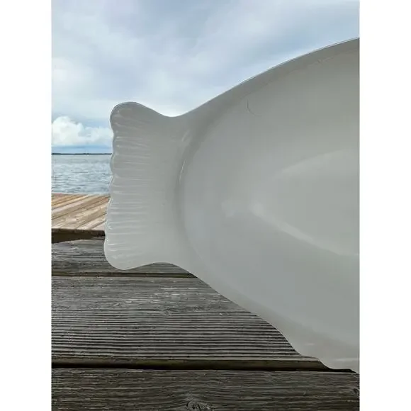 Vintage Milk Glass Fish by Glasbake McKee, Fish Shape Baker, Seafood Dish 18